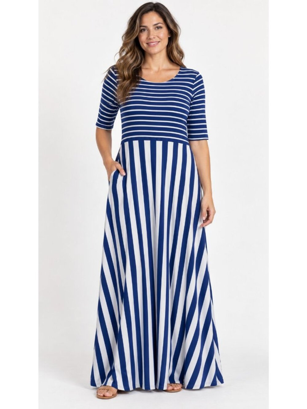 Matilda Jane Striped Jersey Maxi Dress The Road Ahead Coastal Preppy Sz Large